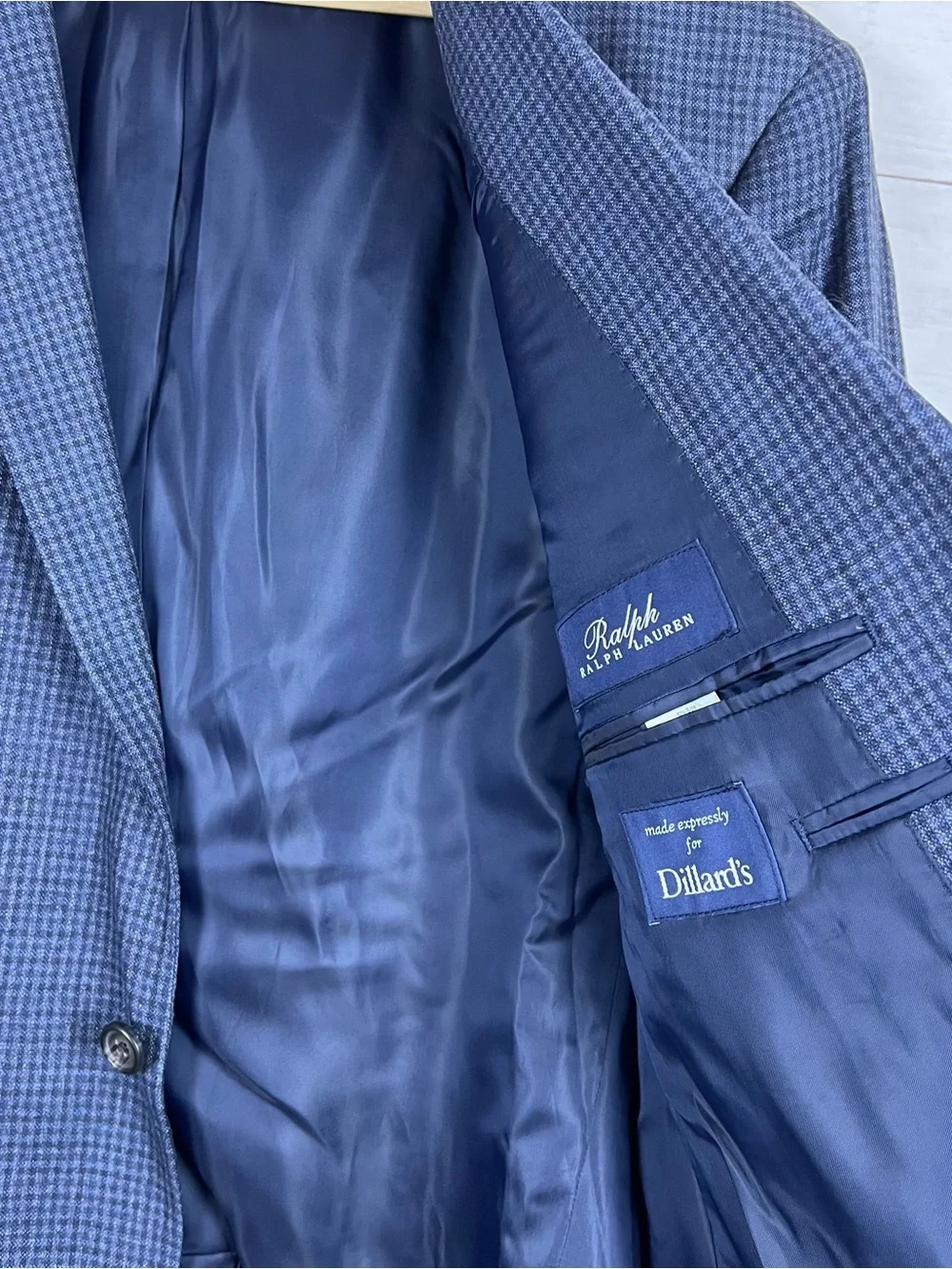 NWT Ralph Lauren Mens 46R Slim Fit Silk Wool Blue Plaid Blazer Sport Coat